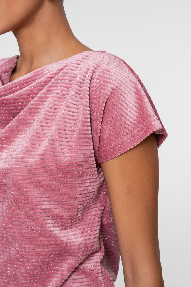 Geisha Damen Top mit Wasserfallausschnitt und Lurexstreifen