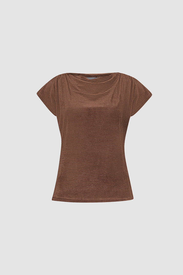 Geisha Damen Top mit Wasserfallausschnitt und Lurexstreifen