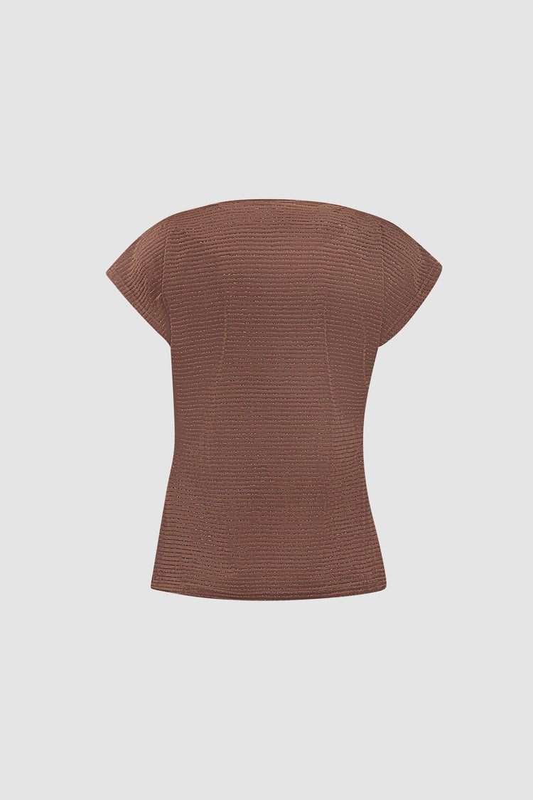 Geisha Damen Top mit Wasserfallausschnitt und Lurexstreifen