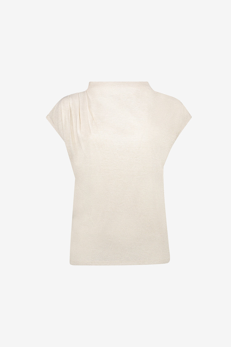 Geisha Damen Top mit goldenem Lurex und drapiertem Schulterdetail