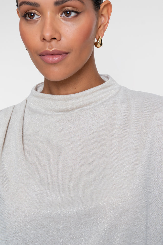 Geisha Damen Top mit goldenem Lurex und drapiertem Schulterdetail