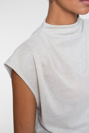 Geisha Damen Top mit goldenem Lurex und drapiertem Schulterdetail