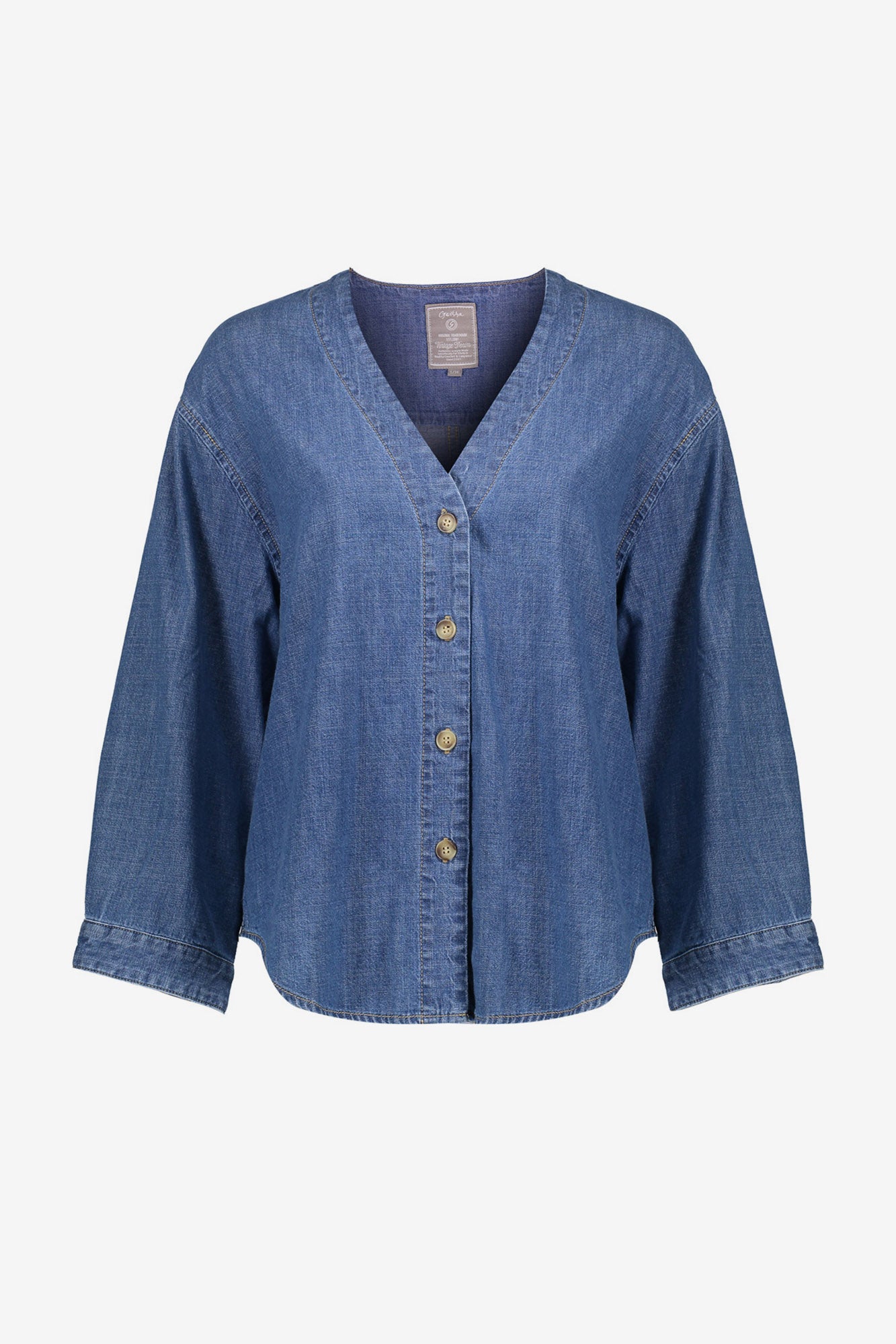 Geisha Denimbluse mit V-Ausschnitt