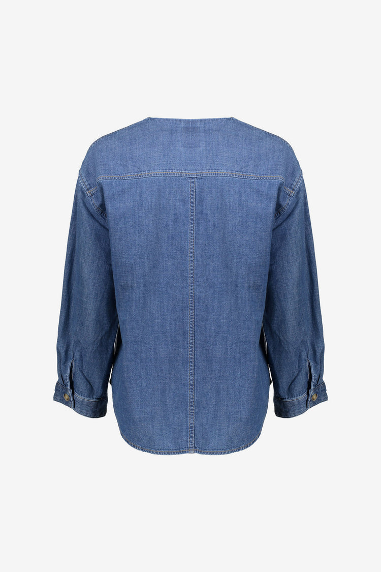 Geisha Denimbluse mit V-Ausschnitt