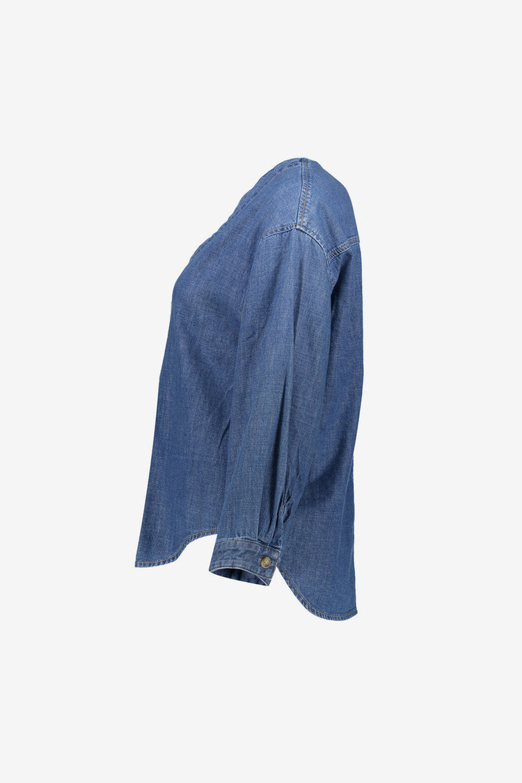 Geisha Denimbluse mit V-Ausschnitt