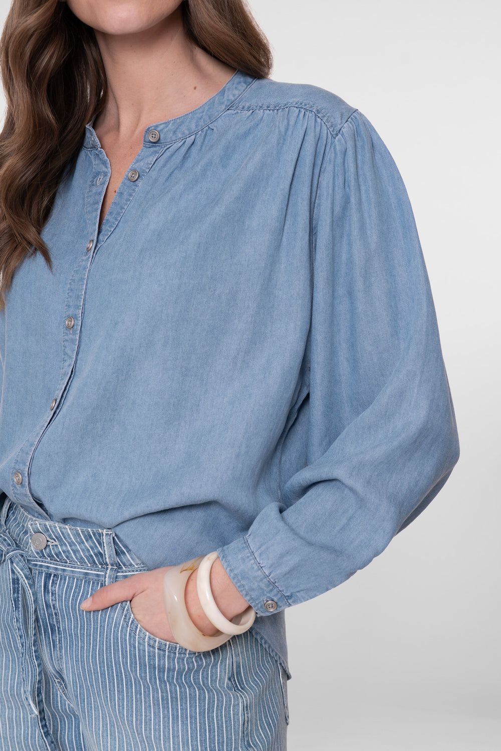 Geisha Lyocell-Bluse in Denimoptik