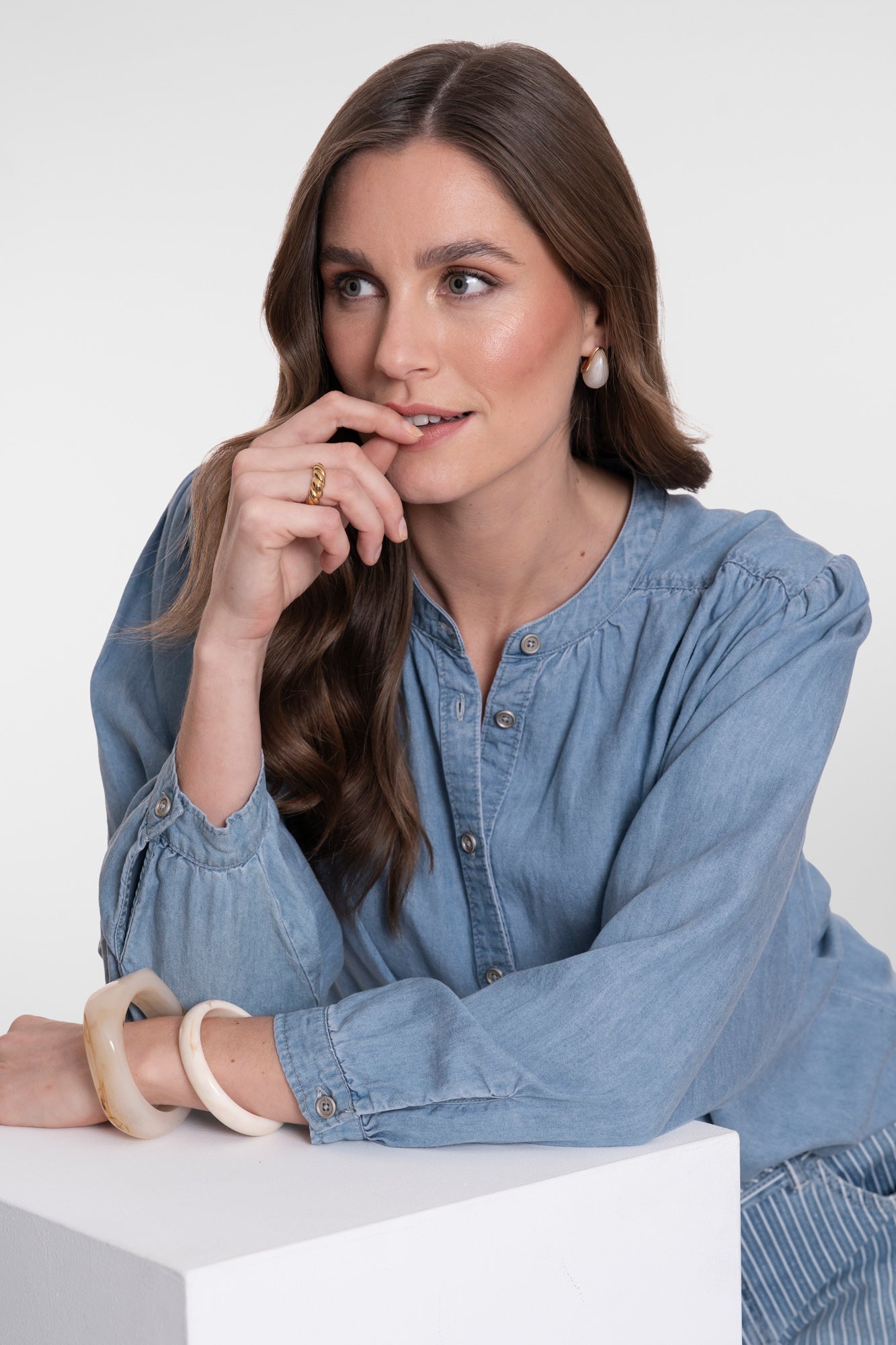 Geisha Lyocell-Bluse in Denimoptik