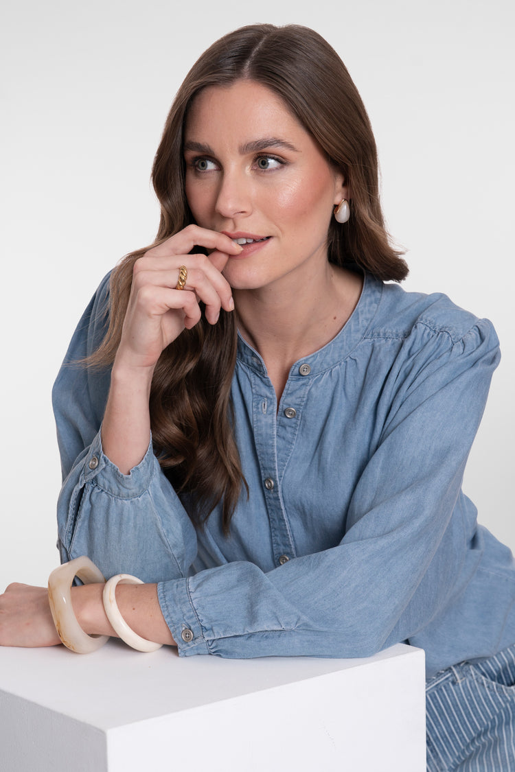 Geisha Lyocell-Bluse in Denimoptik