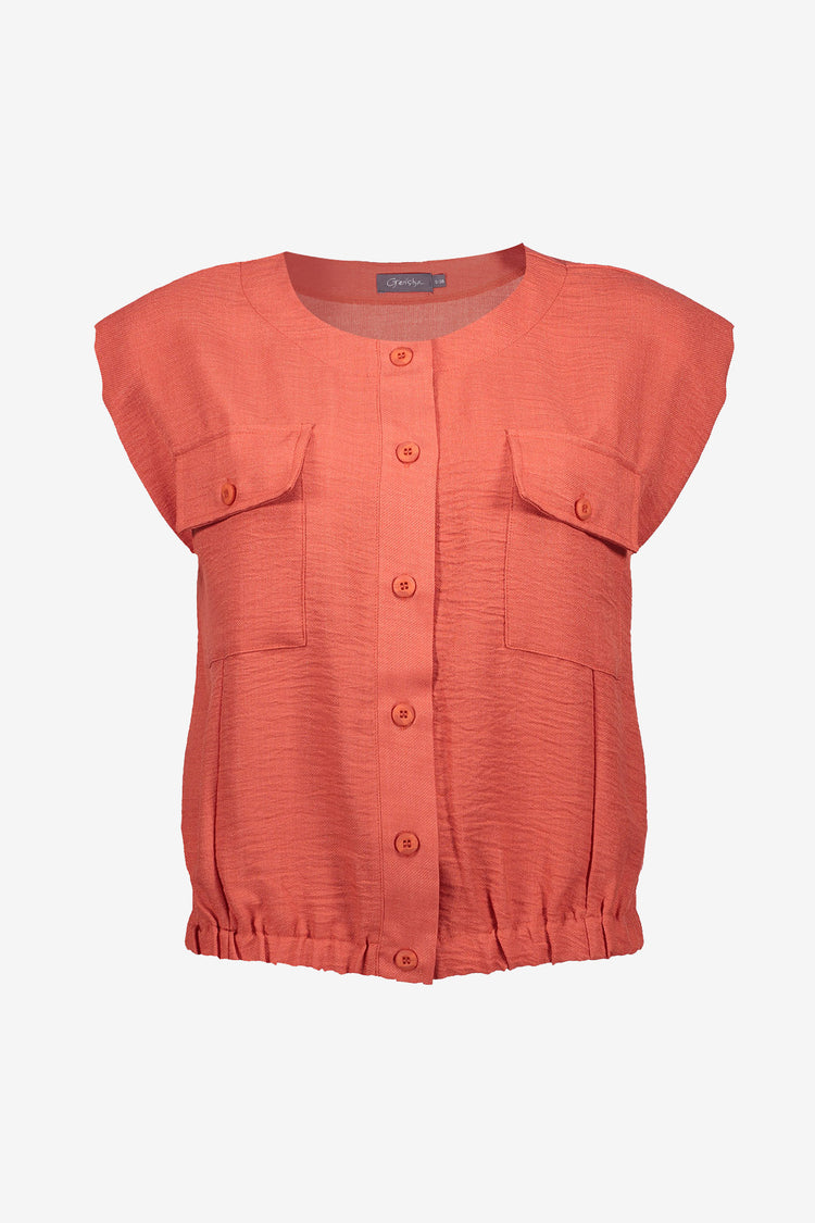 Geisha Cropped-Bluse in Leinenoptik
