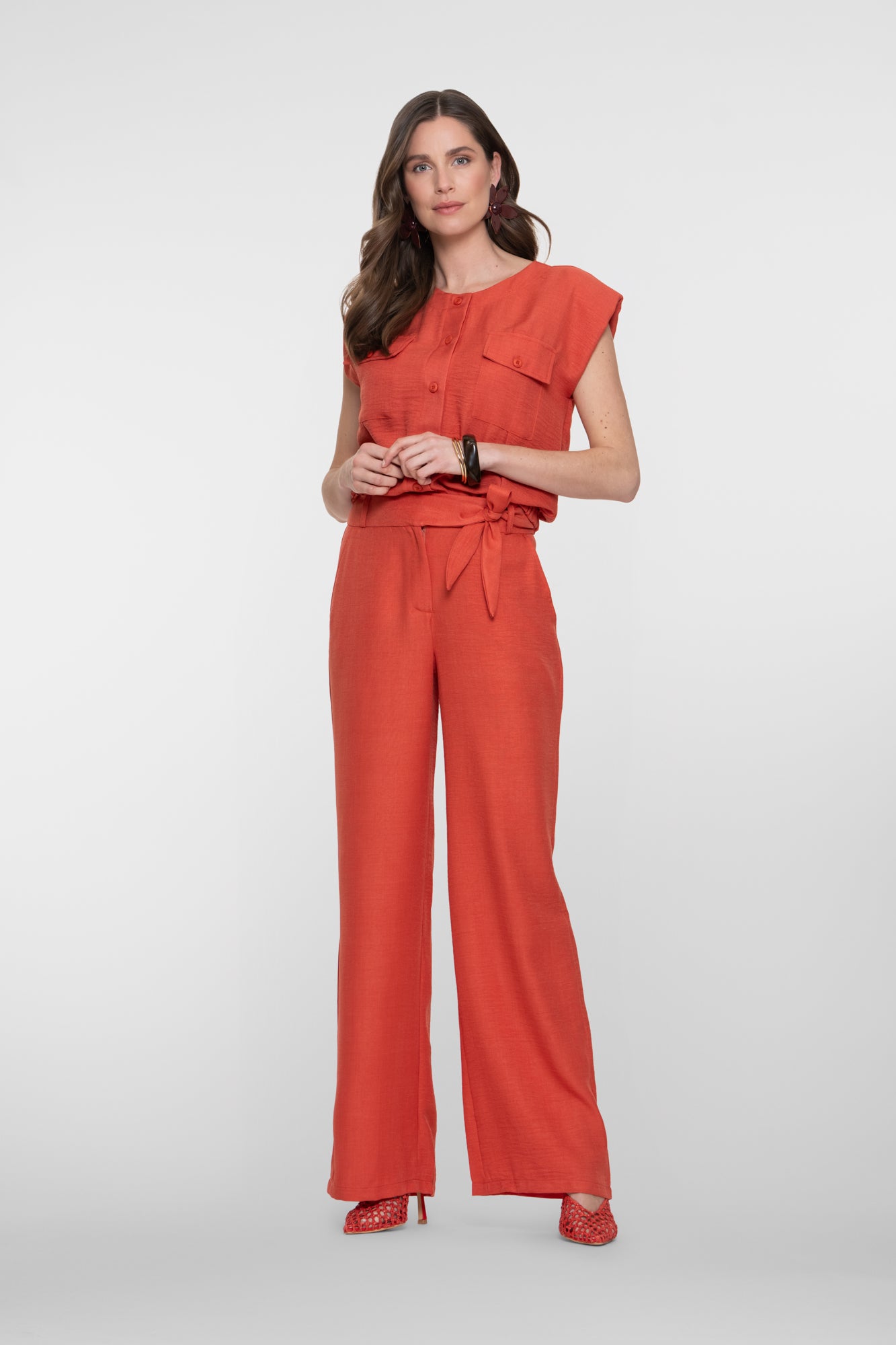 Geisha Cropped-Bluse in Leinenoptik