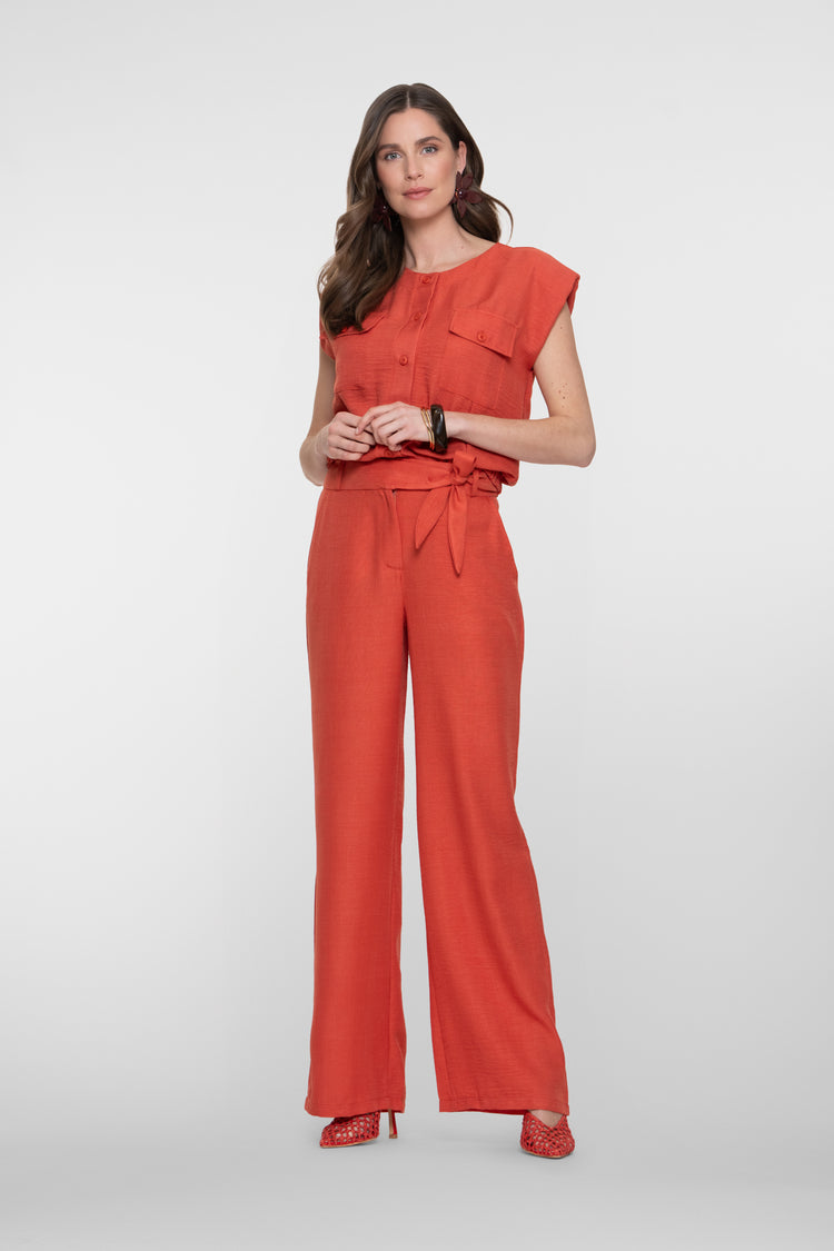 Geisha Cropped-Bluse in Leinenoptik