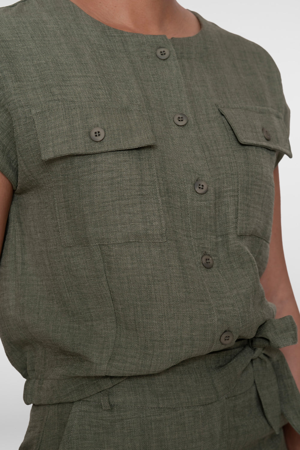 Geisha Cropped-Bluse in Leinenoptik (Co-Ord)