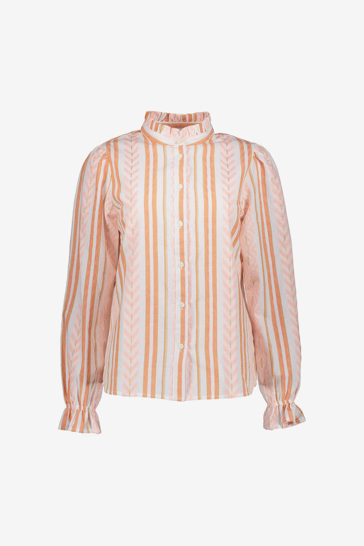 Geisha-Jacquard-Bluse mit Druck