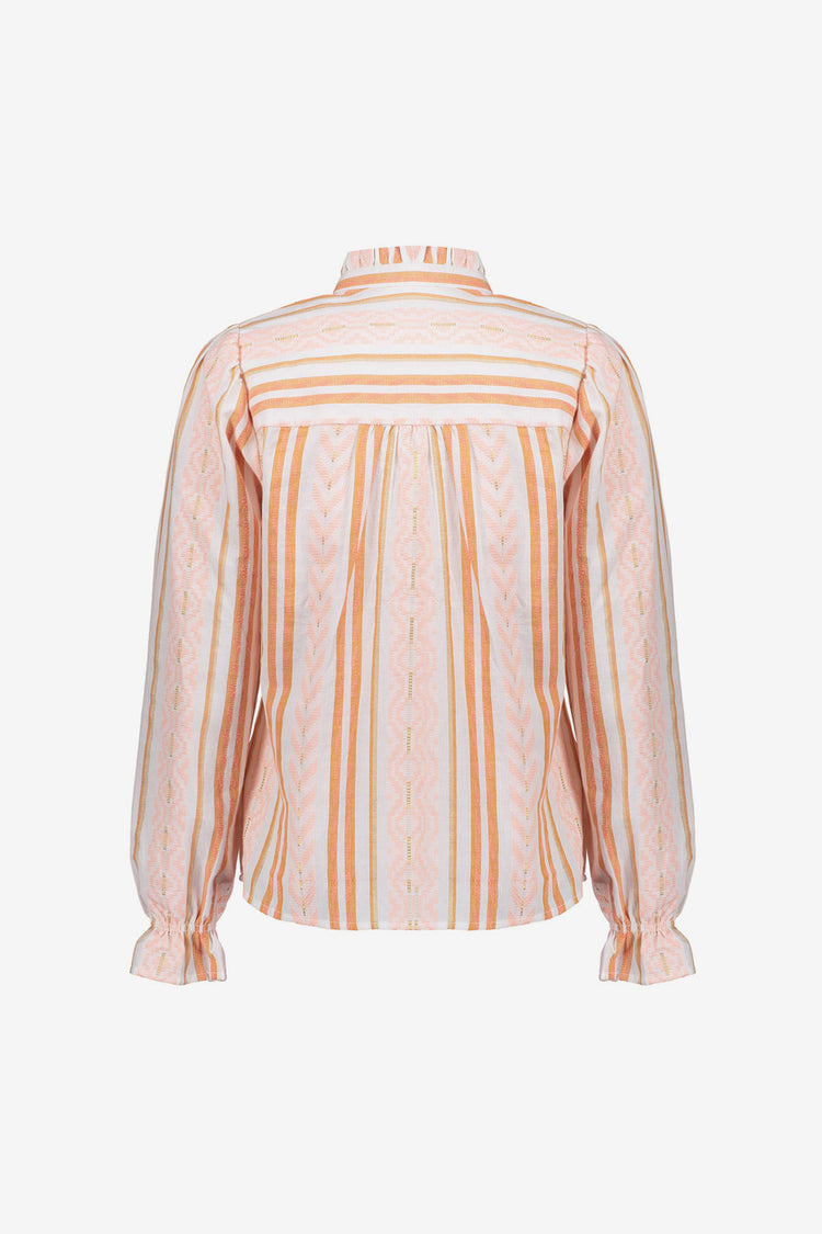 Geisha-Jacquard-Bluse mit Druck