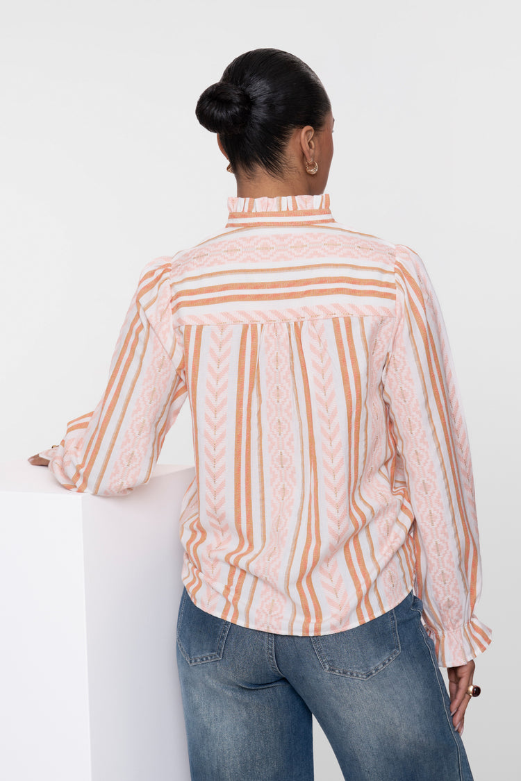 Geisha-Jacquard-Bluse mit Druck