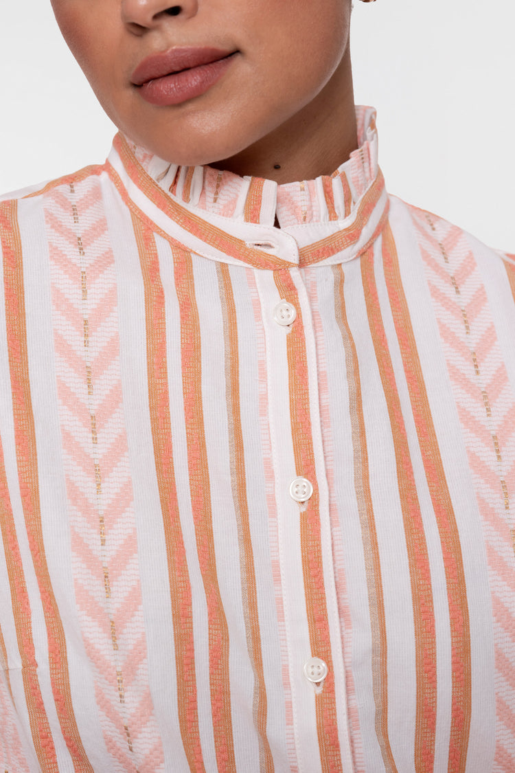 Geisha-Jacquard-Bluse mit Druck