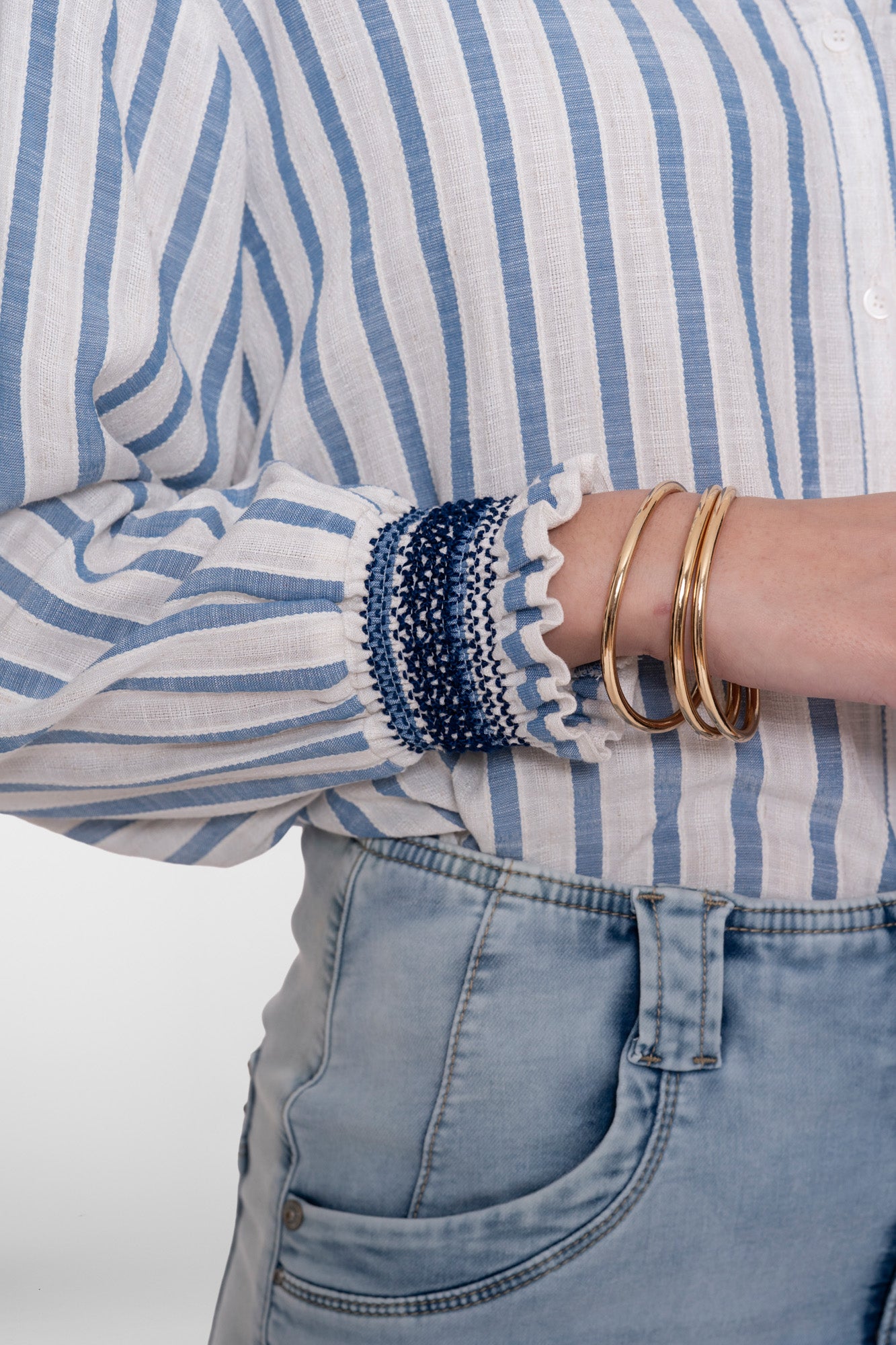 Geisha Gestreifte Bluse mit eleganten Manschetten