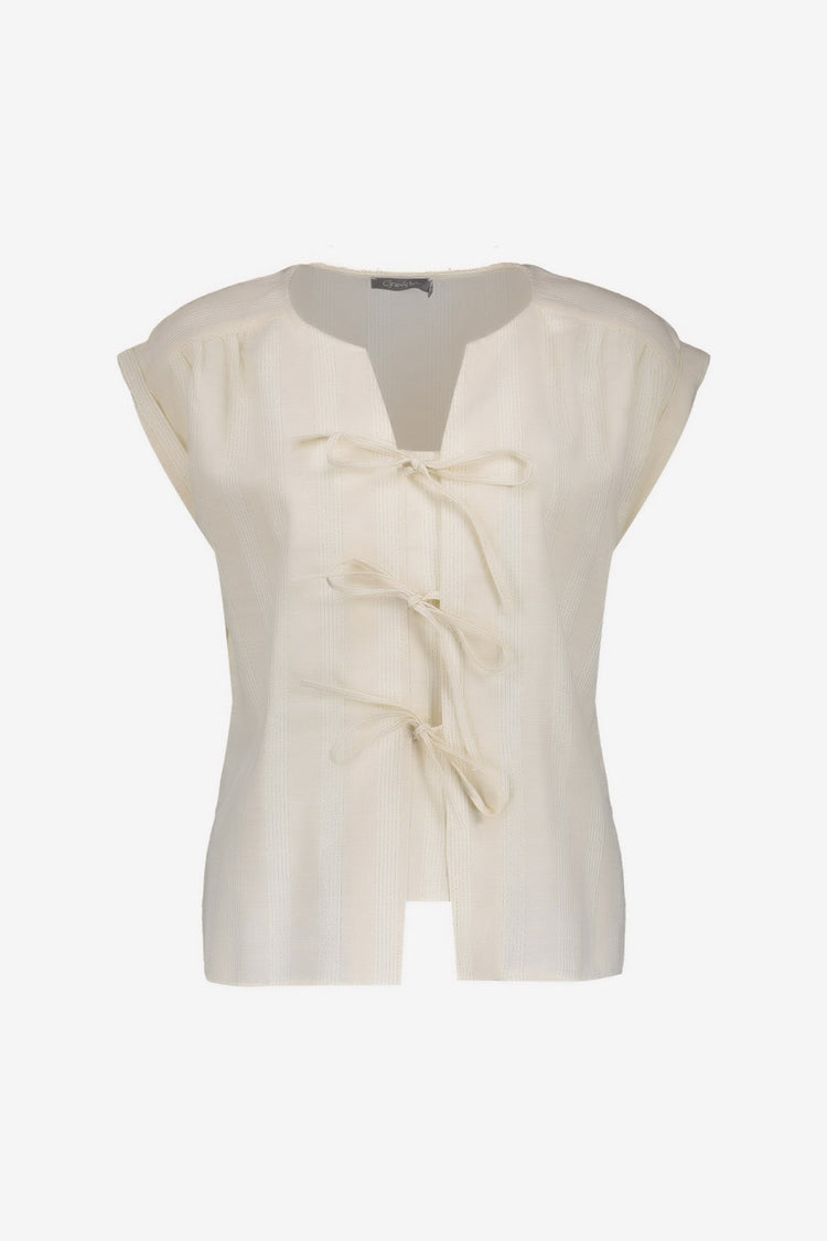 Geisha Bluse mit Schleifenverschluss und Lurex