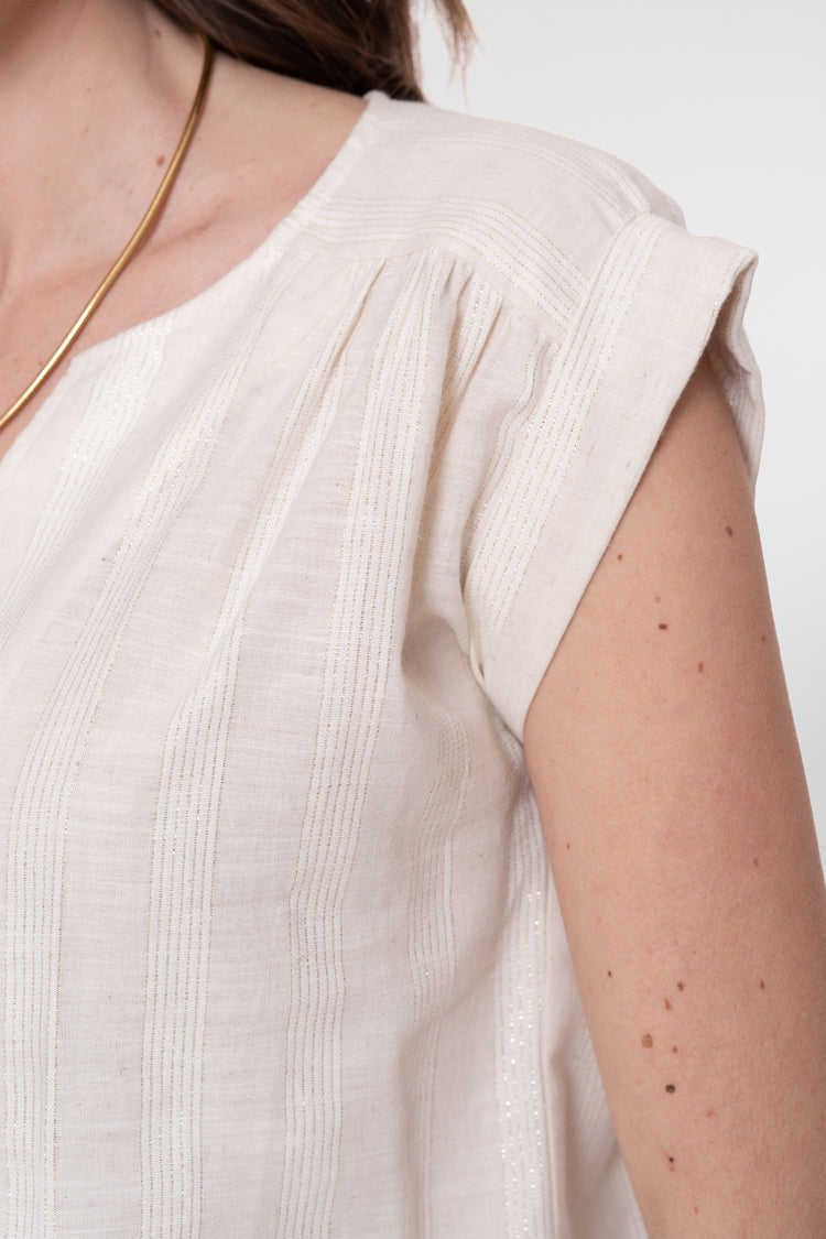 Geisha Bluse mit Schleifenverschluss und Lurex