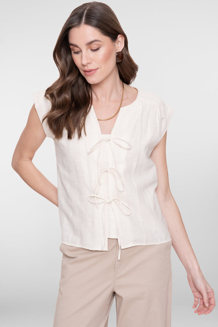 Geisha Bluse mit Schleifenverschluss und Lurex