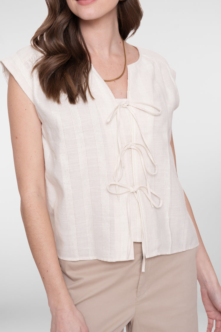 Geisha Bluse mit Schleifenverschluss und Lurex