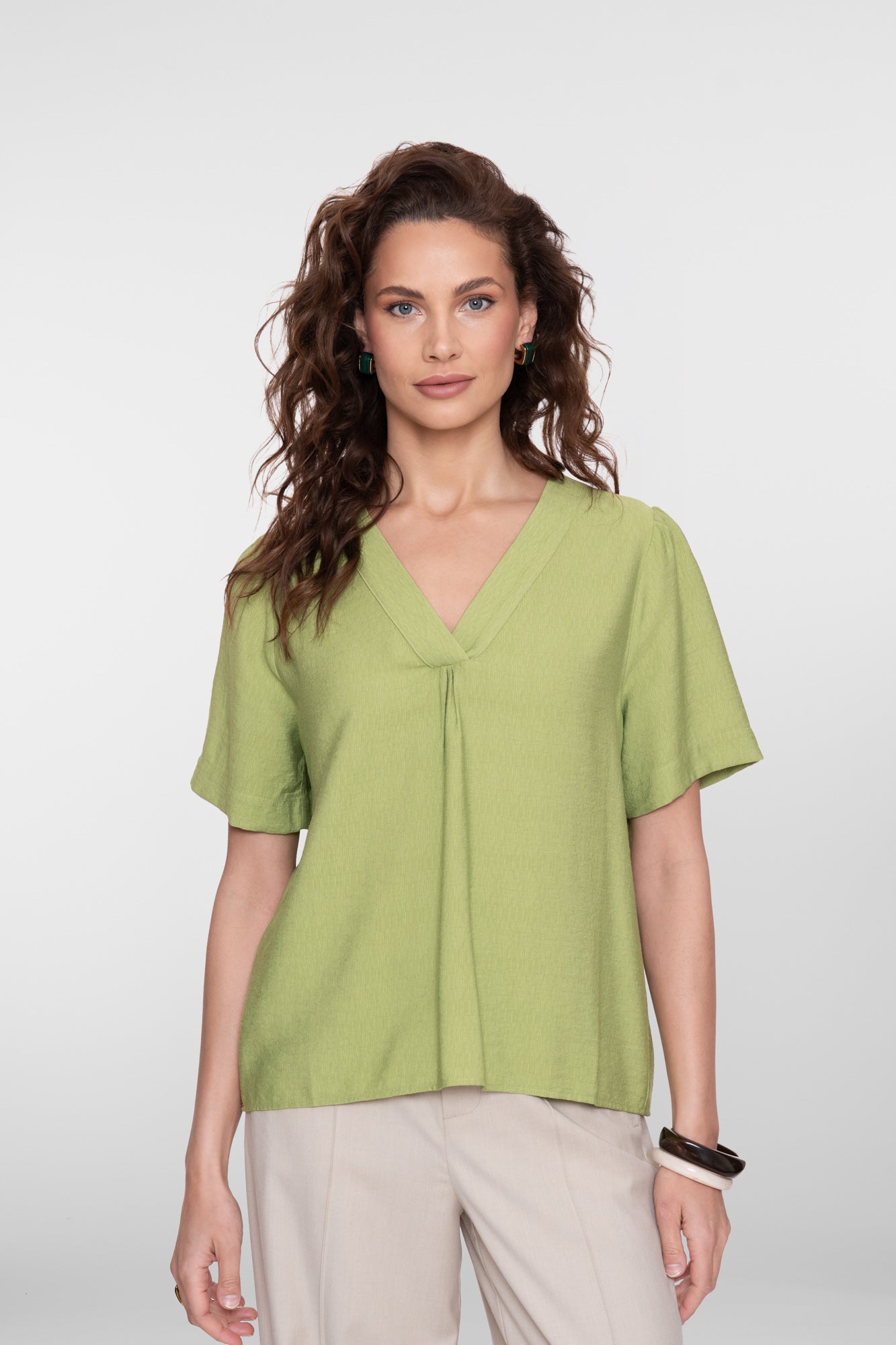 Geisha Top mit V-Ausschnitt und kurzen Ärmeln