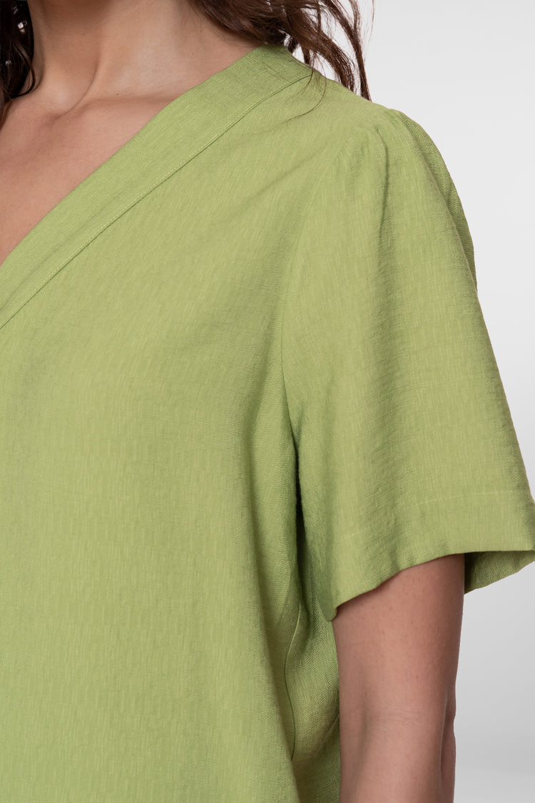 Geisha Top mit V-Ausschnitt und kurzen Ärmeln