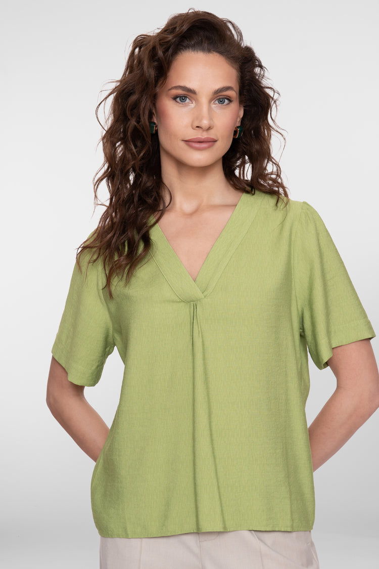 Geisha Top mit V-Ausschnitt und kurzen Ärmeln