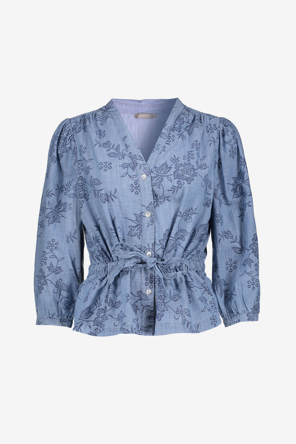 Geisha Peplum-Chambray-Bluse