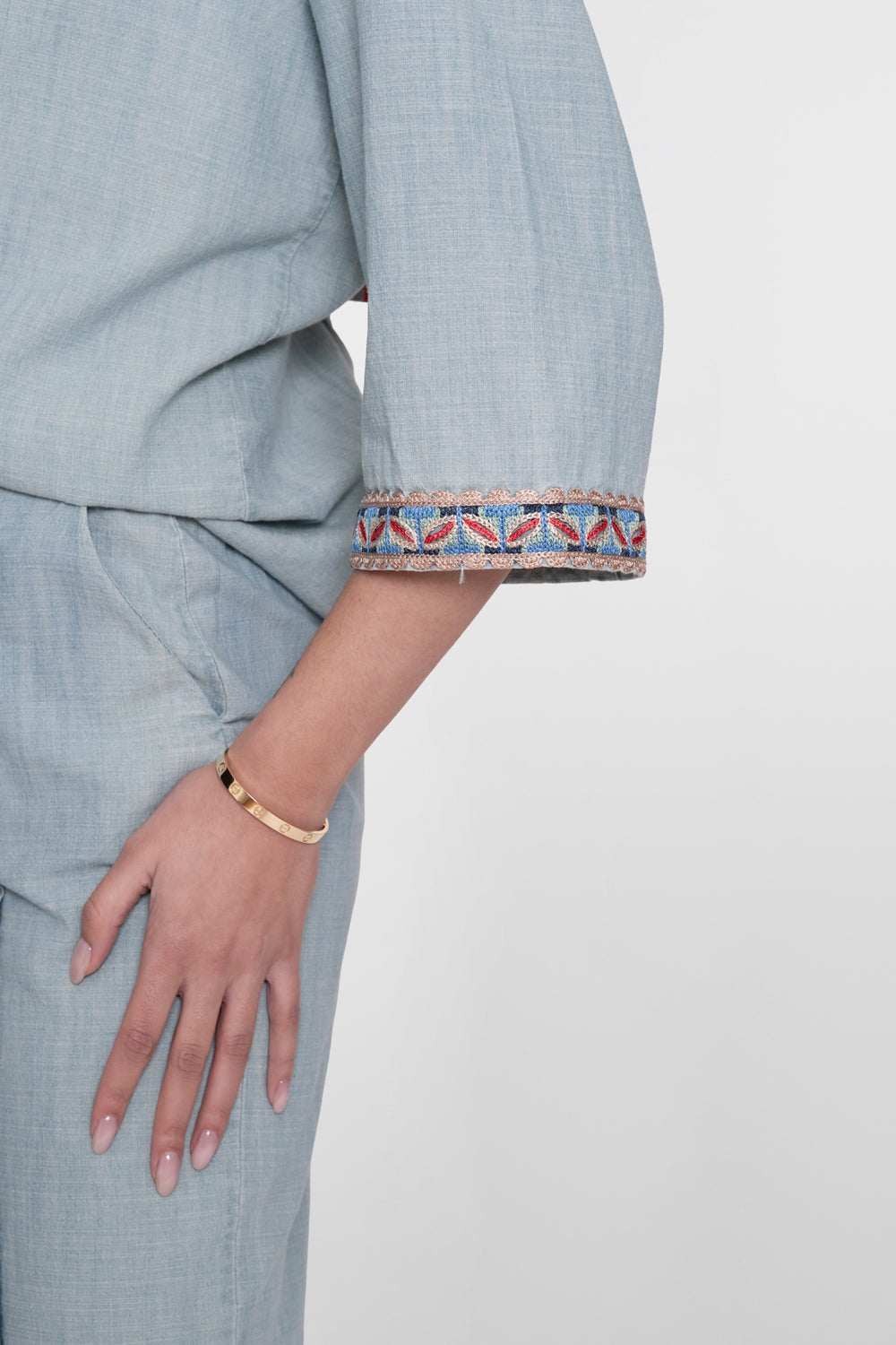 Geisha Denimbluse mit Tape-Detail