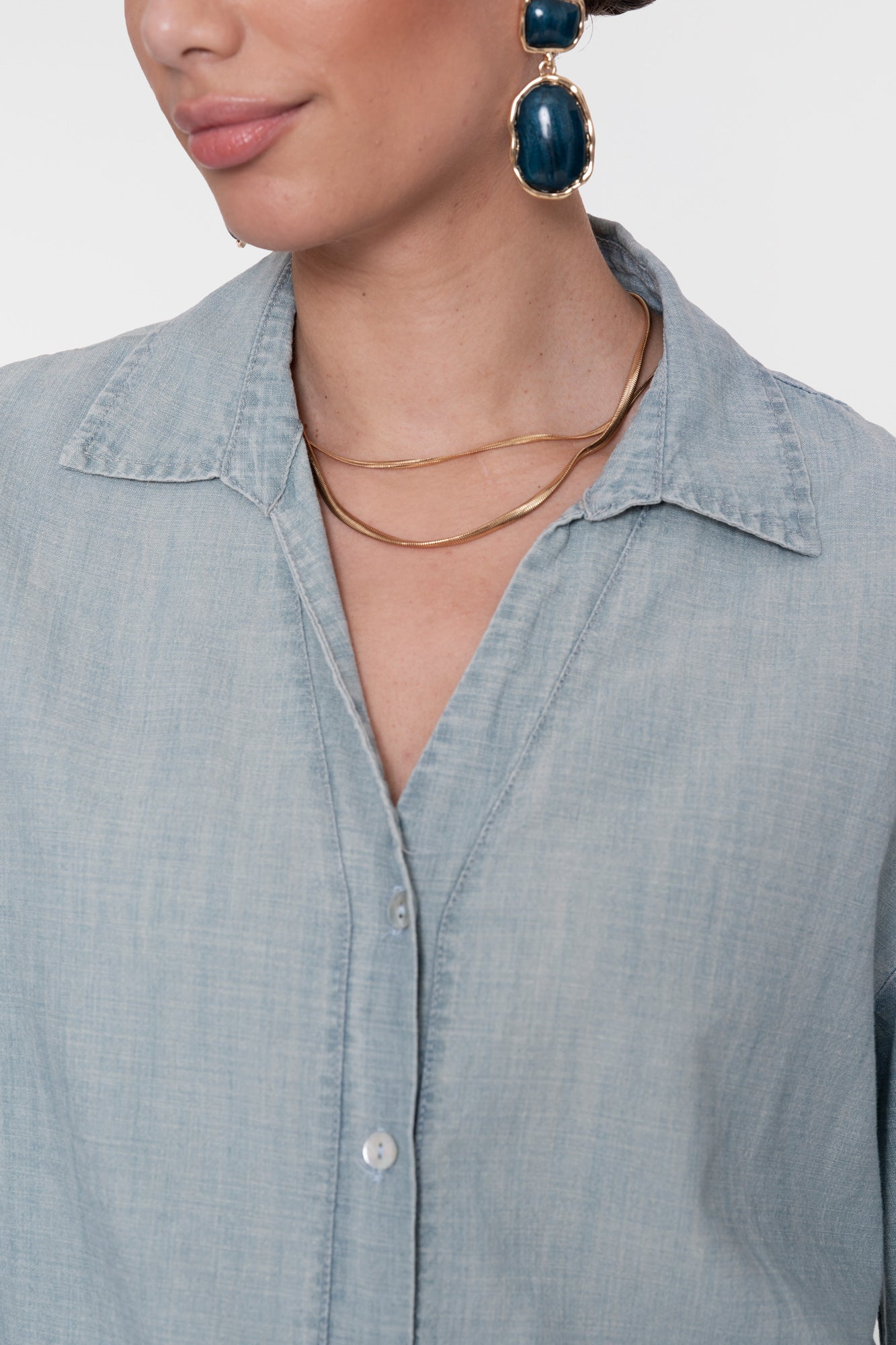 Geisha Denimbluse mit Tape-Detail