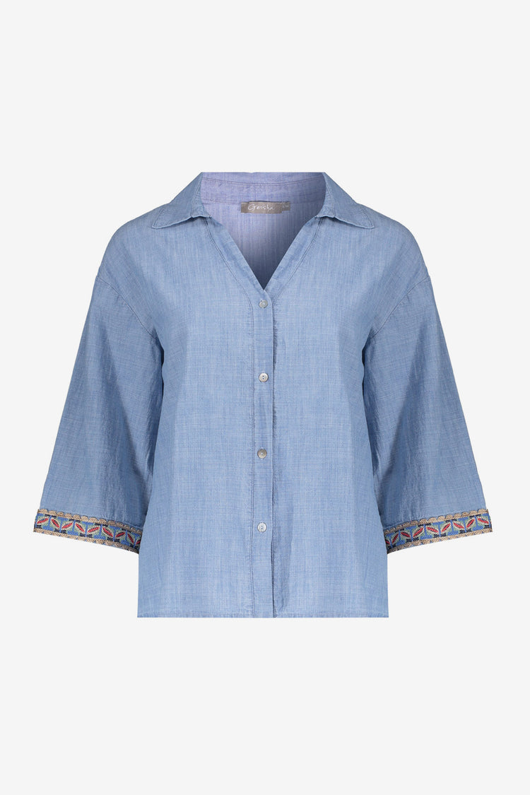 Geisha Denimbluse mit Tape-Detail