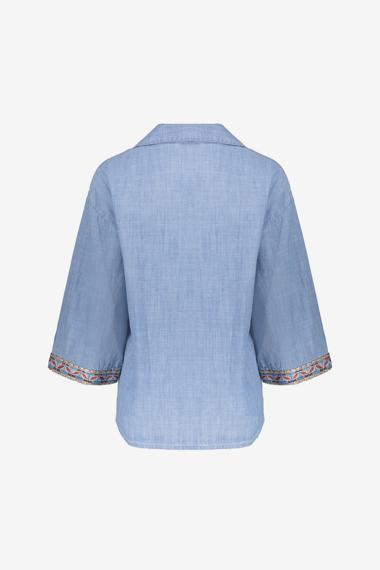 Geisha Denimbluse mit Tape-Detail