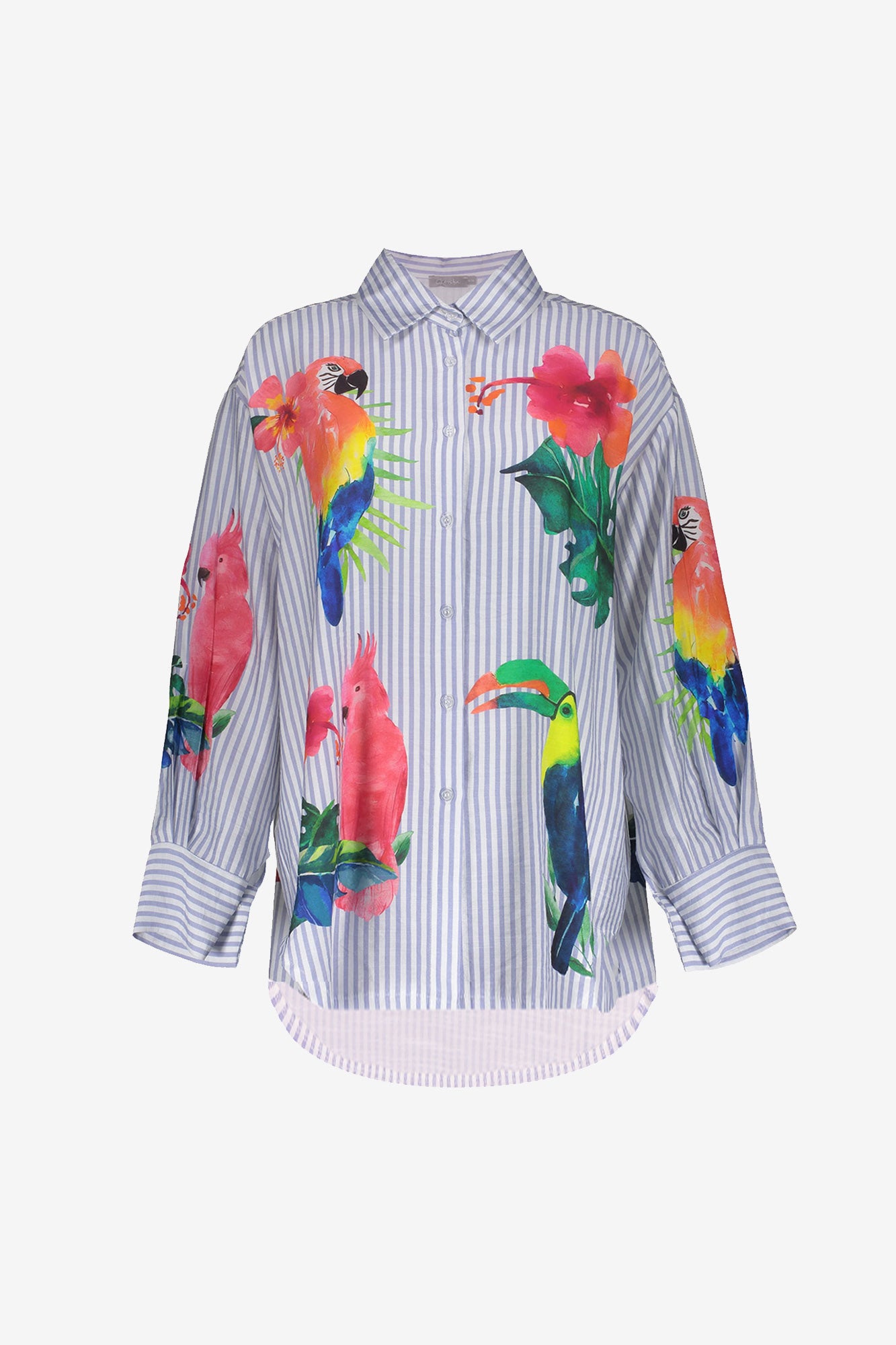 Geisha Bluse mit tropischem Print