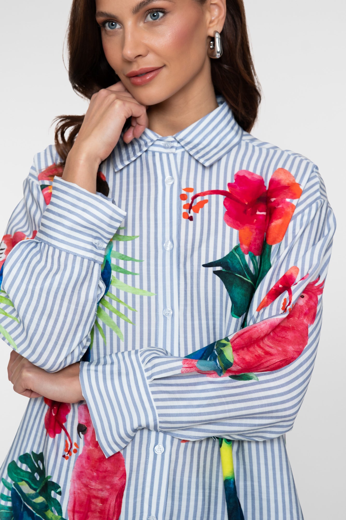 Geisha Bluse mit tropischem Print