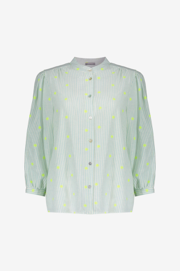 Geisha Bluse in Aqua Mint mit Stickerei