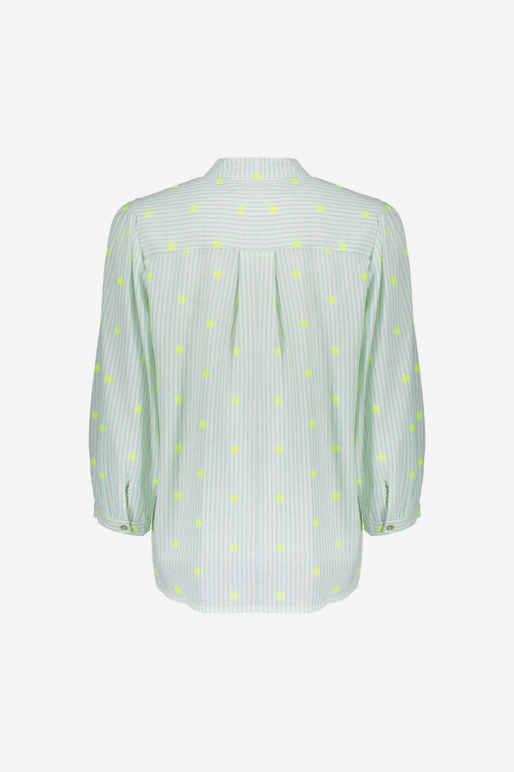 Geisha Bluse in Aqua Mint mit Stickerei