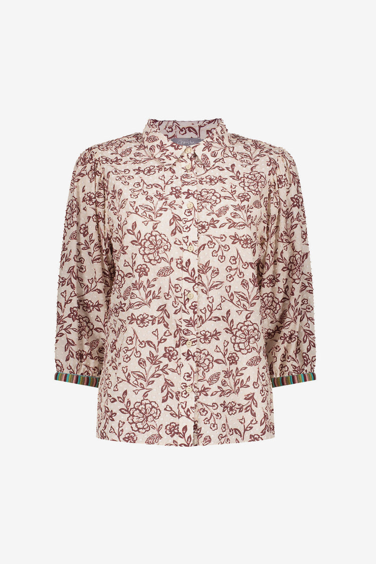Bluse mit Blumenmuster und Punktedetail