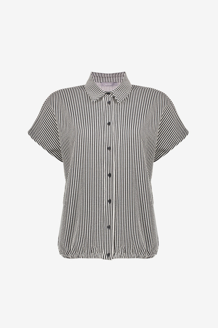 Geisha Bluse mit Streifen und kurzen Ärmeln