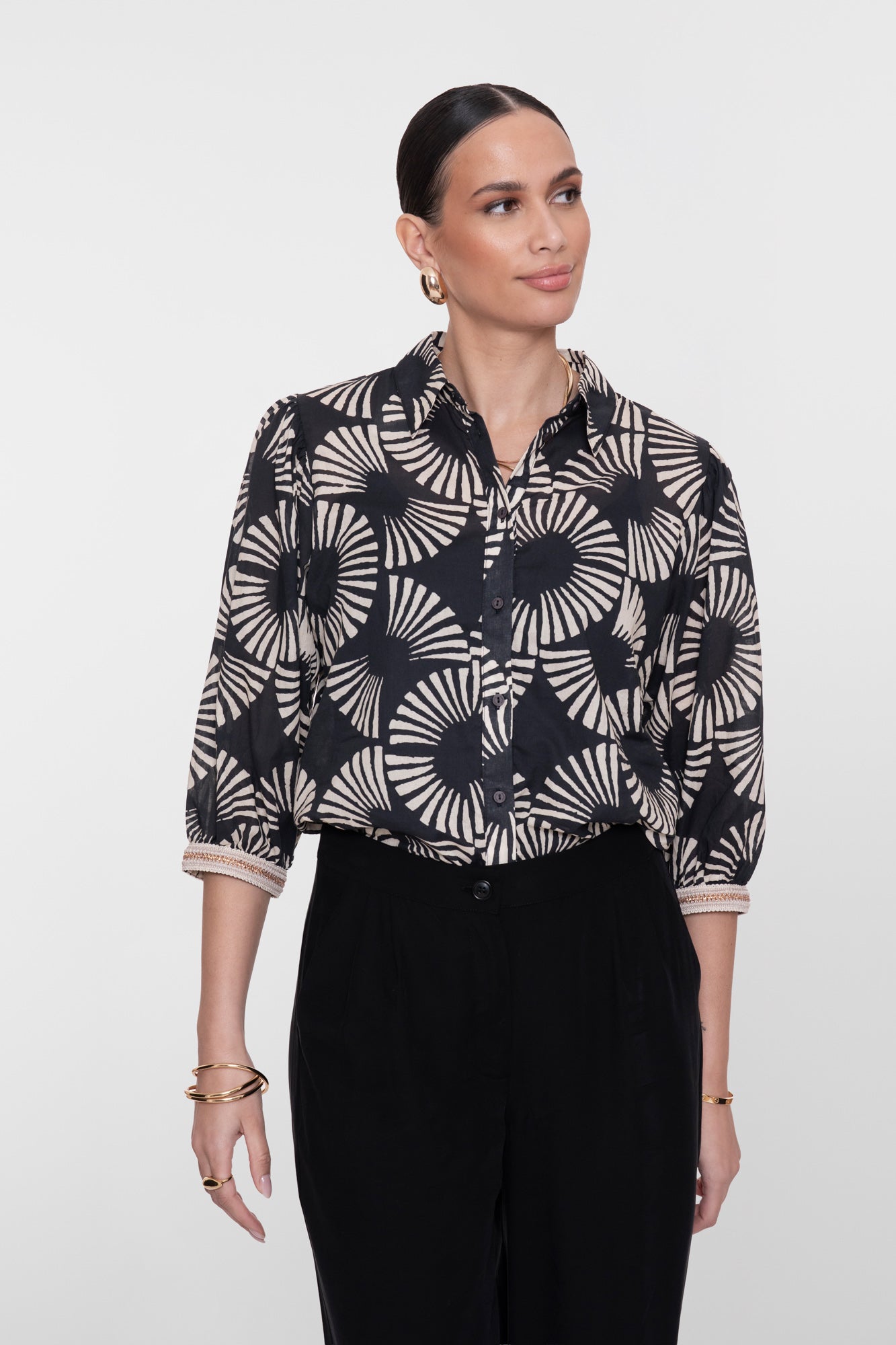 Geisha Bluse mit Fächerprint