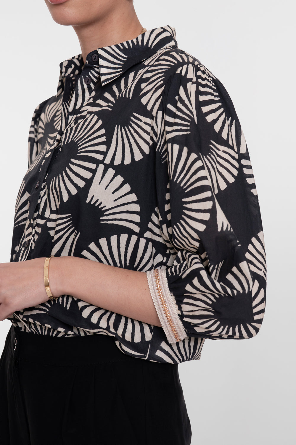 Geisha Bluse mit Fächerprint