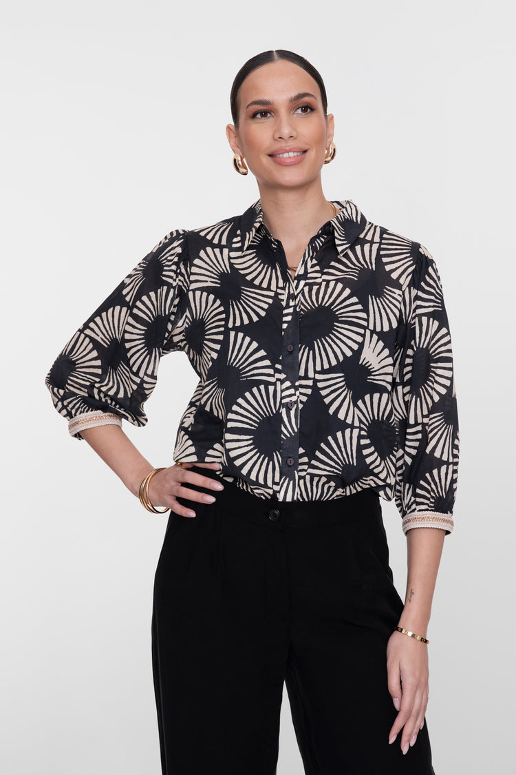 Geisha Bluse mit Fächerprint