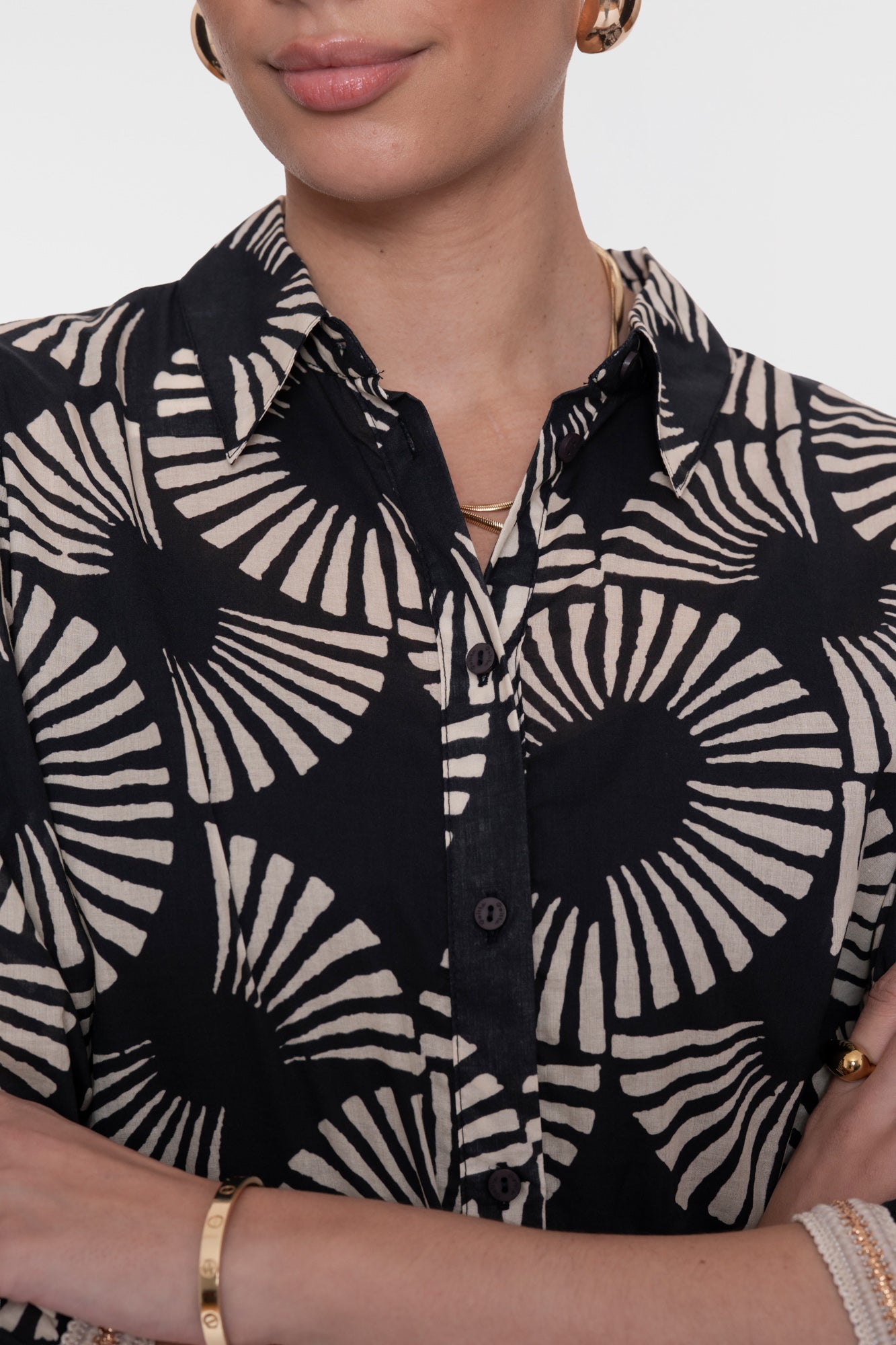 Geisha Bluse mit Fächerprint