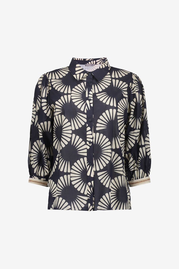 Geisha Bluse mit Fächerprint