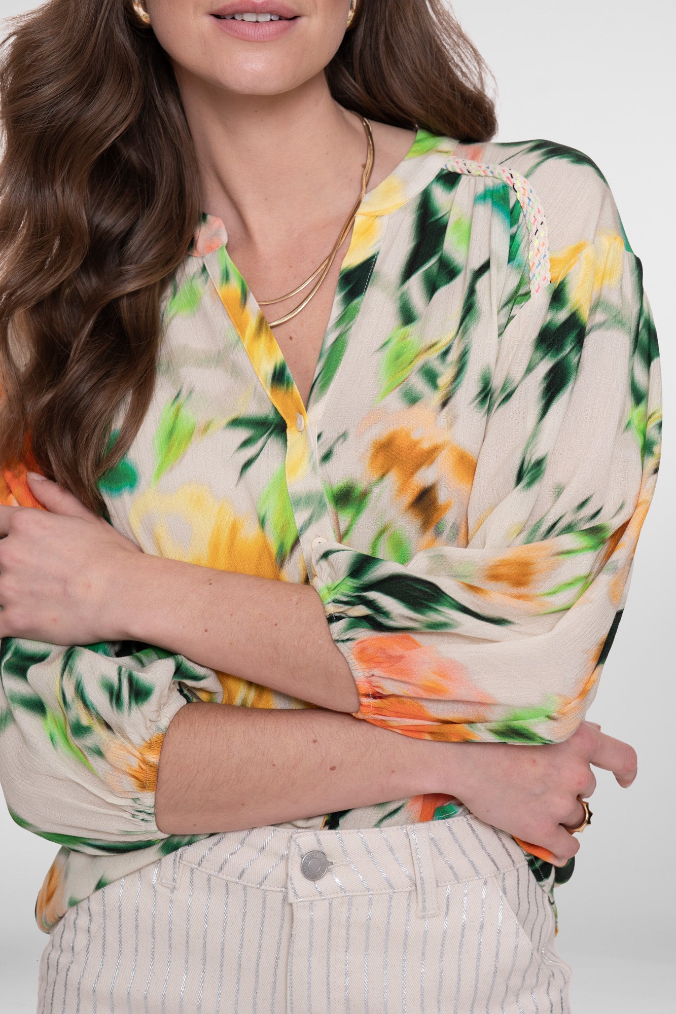 Geisha Bluse mit Aquarellprint