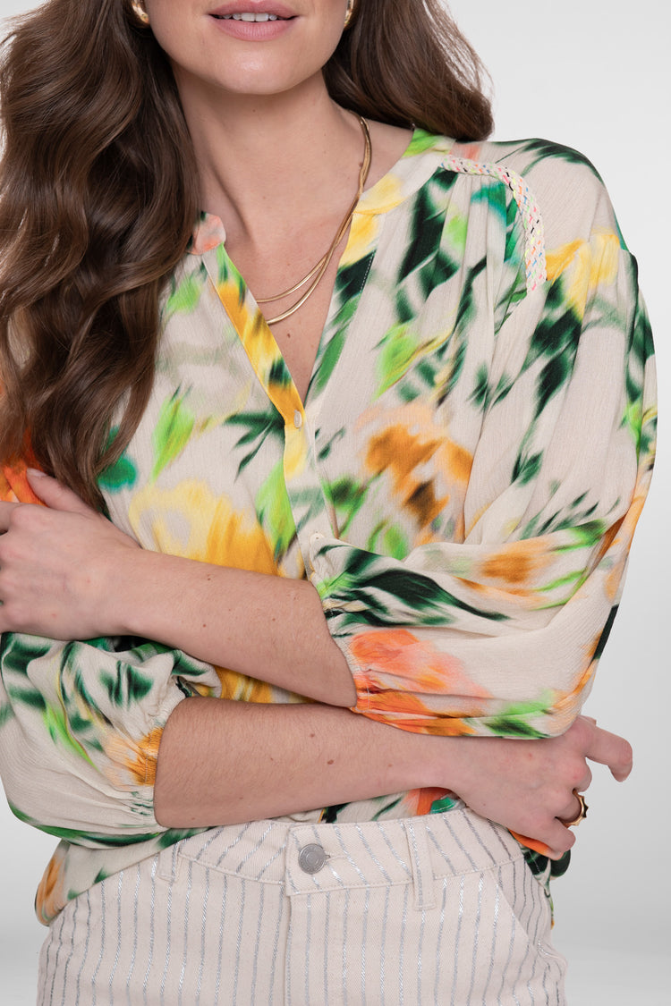 Geisha Bluse mit Aquarellprint