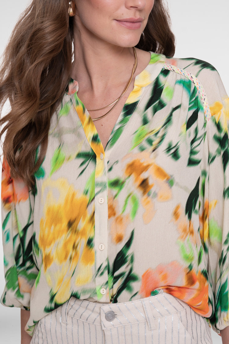 Geisha Bluse mit Aquarellprint