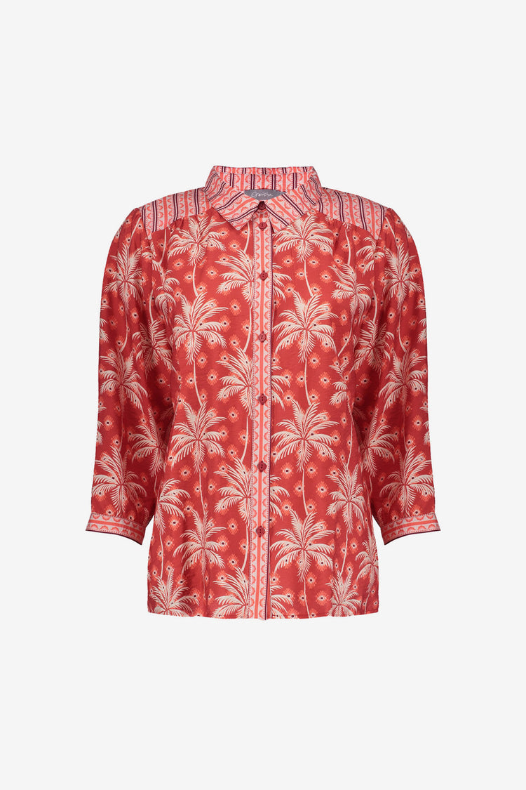 Geisha Bluse mit Palmenprint