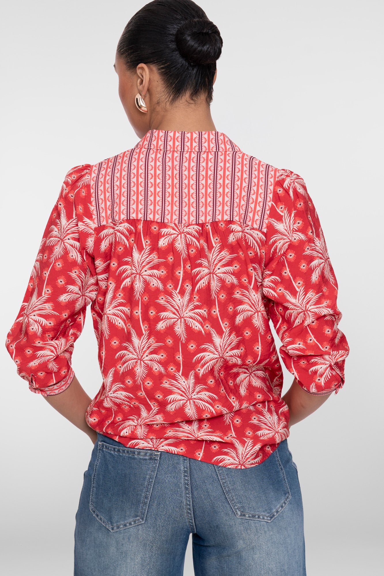 Geisha Bluse mit Palmenprint
