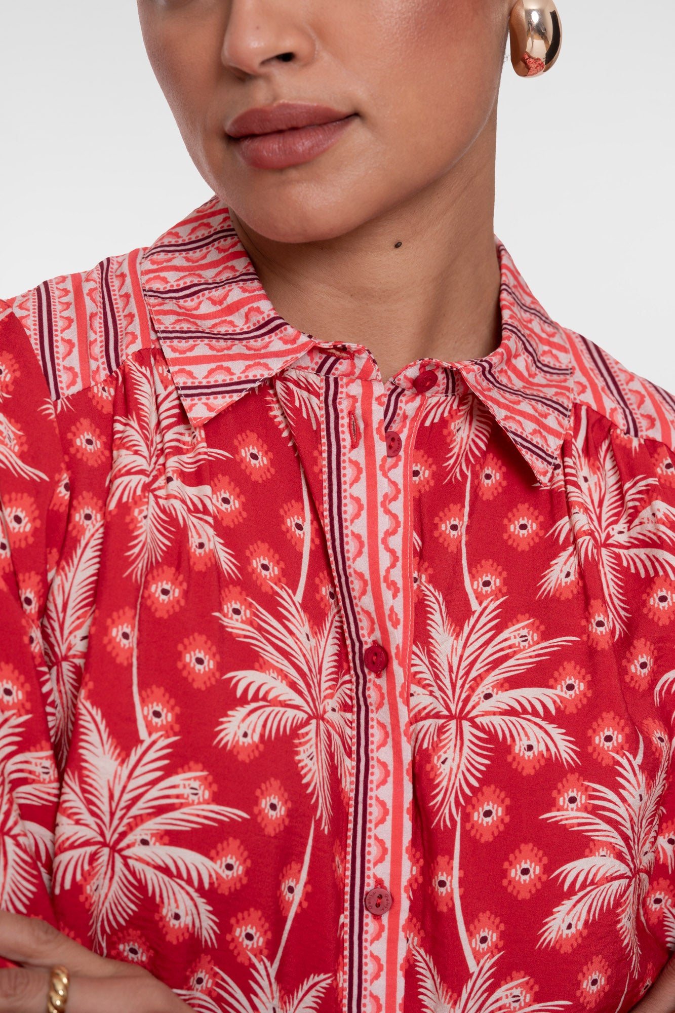 Geisha Bluse mit Palmenprint